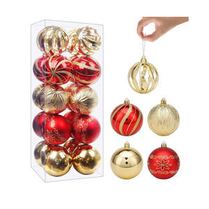 Christmas Ball Set, 16pcs 3.15'' Red and Gold Shatterproof Ornaments for Xmas Tree Traditional Decoration Hanging Baubles for Home Decor
