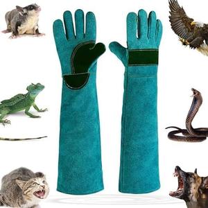 Animal Handing Gloves Bite Proof,Leather Welding Gloves,Multipurpose Puncture Proof Glove for Dog,Cat,Reptile,Snake (23.6 inches, Blue+Black)