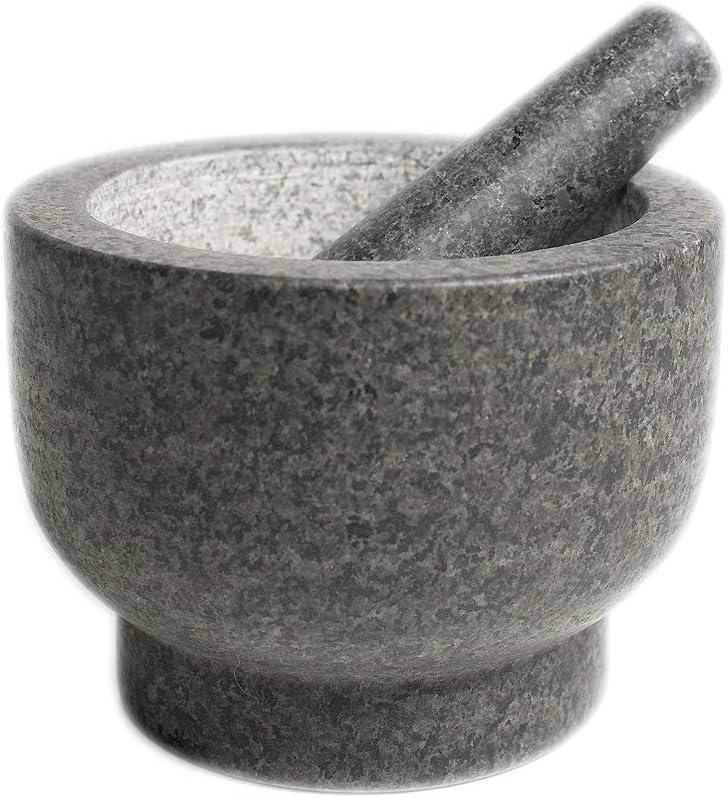 Cilio by Frieling Goliath Natural Granite Mortar and Pestle Set, Grinder for Spices and Seeds, 5 Inches Tall - Mortar Pestle Seed Grinder - Italian Mortar and Pestle