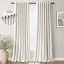 Room Darkening Curtains Cream Blackout Curtains 96 Inches Long 2 Panel Set Back Tab Neutral Natural Linen Black Out Curtain for Sliding Door Modern Farmhouse Bedroom Living Room Drapes Soundproof, Size: 52"W x 96"L