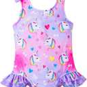 Doresbebe Toddler Girl Swimsuit Baby One Piece Bathing Suit Swimwear Kids Summer Beach Wear 2-3T