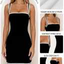 Women's Summer Sexy Square Neck Sleeveless Casual Short Dress Bodycon Party Club Mini Dresses (Black, S)