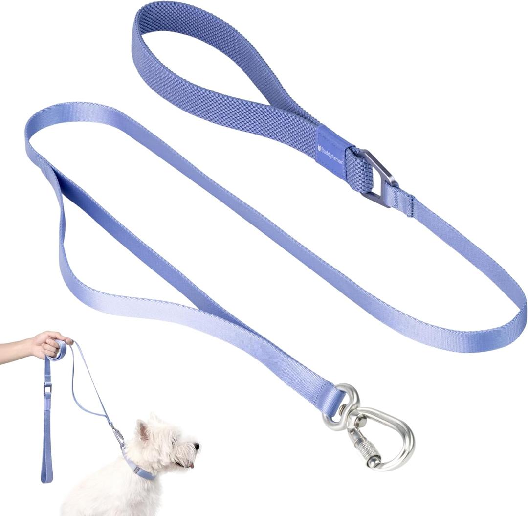 Nylon Dog Leash Heavy Duty Lightweight w/Traffic Handle and Elastic Two Handles, Easy Hook Carabiner Clip Lock Durable Dog Training Leash Walking Lead for Small Medium Dogs (Armor Blue, S)