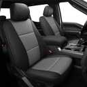 AOMSAZTO Seat Covers for Ford F150 XL XLT: 2015-2026 SuperCrew & F250 F350 F450 2017-2026 Super Duty Crew Cab XL XLT, Custom Fit Full Set Faux Leather (New Gray Black)