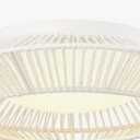 Rattan Light Fixtures Ceiling Mount, HWH 16W LED Boho Flush Mount Ceiling Light, White Woven Twine Ceiling Light Wicker Light Fixture for Bedroom Schoolhouse, 5HYS79F-LED WH