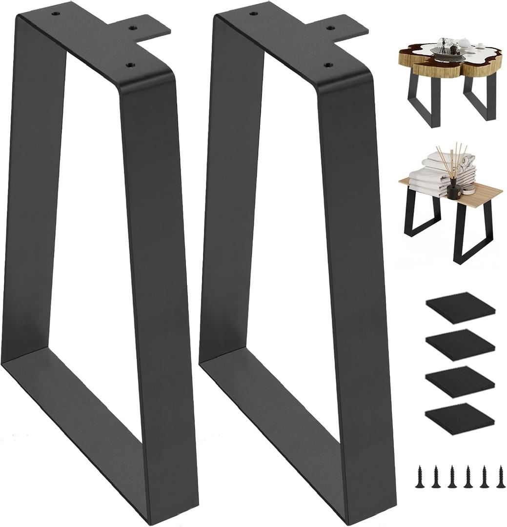 19 '' Trapezoid Metal Table Legs, Heavy Duty Replacement Furniture Feets for DIY Coffee Tables, Modern Desks, Night Stands, Bench, Sofa, Dining Desk Legs Set of 2(Bear Up to 400lb)