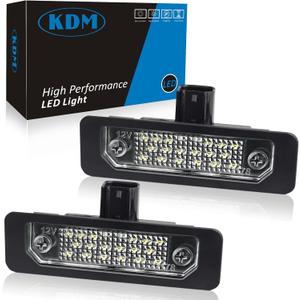 KDM LED License Number Plate Light Assembly Fit for Ford Mustang 2010-2014, Fusion 2006-2012, Taurus 2010-2019, Flex Focus Lincoln Mercury Rear Bumper Tag Lamp Replacement 6000K Bright White, 2Pack