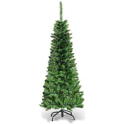4.5-ft Pre-lit Pencil Artificial Christmas Tree with White LED Lights