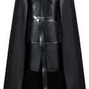 AMNPOLEN Jon Snow Knights Watch Costume Cloak Adult Men Thrones Halloween Cosplay Medieval Black PU Full Party Cape Outfit (XX-Large)