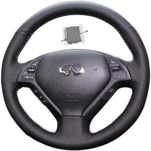 Hand Sewn Black Perforated Leather Interior Car Steering Wheel Cover, Anti Slip and Breathable Ultra-Fine Fiber Leather, for Infiniti EX25/EX35/EX37/G37/G35/Q40/QX50/Q60/IPL G