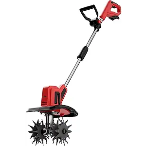 MaxMore Cordless Tiller Cultivator Compatible with Milwaukee 18V Battery (Tool Only), Electric Garden Rototiller with 48 Steel Tines, 8.7" Tilling Width, 6.3" Depth for Gardening, Soil Turning