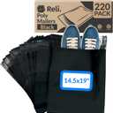 Reli. (220 Pcs) 14.5x19" Black Poly Mailers | Shipping Bags for Small Business | Black Mailing Bags for Shipping | Packaging for Clothing | Non-Padded Envelopes/Polybag, Self Sealing