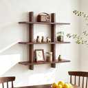 Floating Shelves for Wall 28 inch x 31.5 inch 3-Tier Wall Mounted Floating Shelf Heavy Duty Solid Pine Wood Wall Shelving for Home Living Room, Coffee Bar, Book Storage, Kitchen Decor