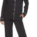 HEARTNICE Womens Pajama Set, Soft Long Sleeve Pajamas & Long Pants with Pockets, Warm Button-up Sleepwear Lounge Pjs (Medium)