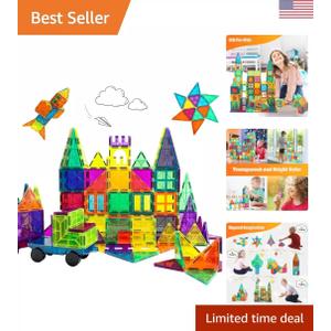 67 PCS Magnetic Tiles Building Blocks Plus 2 Car Bases Set Bundle Kits STEM Preschool Educational Learning Construction Toy