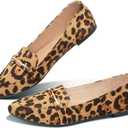 Obtaom Women's Pointy Toe Loafer Flat Comfortable Faux Suede Work Shoes,Cute Penny Loafer Slip On Ballet Flat (9, Leopard Print)