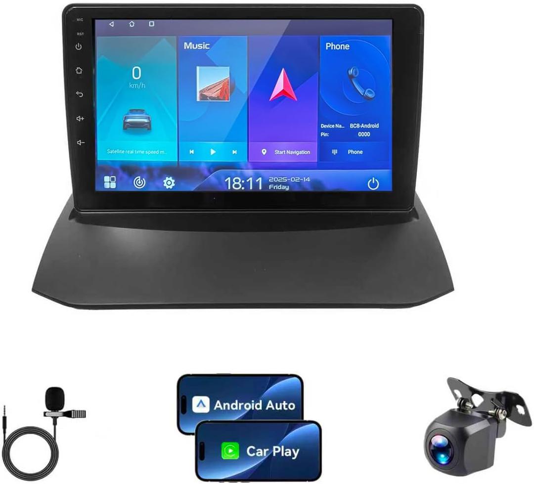 2+64G Car Radio for Ford Fiesta 2009-2017 9 inch Touch Screen Stereo,Wireless Carplay/Andriod Auto/Bluetooth/WiFi//EQ Audio/AM/FM/Navigation/AHD Camera