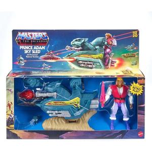 Prince Adam Sky Sled & Figure Masters of the Universe Retro Action Figure Set 5.5", 5 inches tall