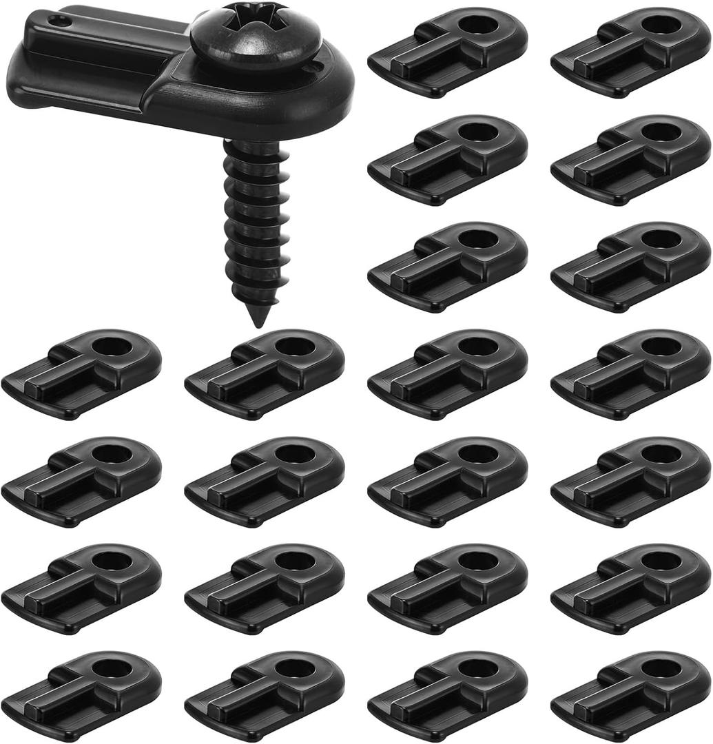 Blulu 24 Pack 13/16 x 1/2 Inches Flush Nylon Window Screen Clip with Screws Offset Clips for Fastens Storm Window, Storm Panels, Screen Door Clip(Black)