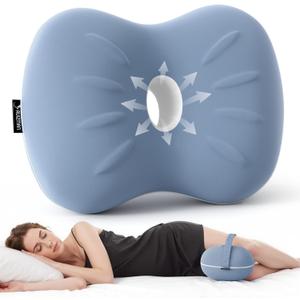 Knee Pillow for Side Sleepers - Cooling Pillows Between Legs for Side Sleeping - Large Memory Foam Knee Pillows for Hip Pain & Spine Alignment (Misty Blue)