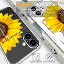 Compatible with iPhone 17 Case Card Holder for Women Cute Design,Wallet Phone Cases Transparent Cool Kawaii Protective (Clear Sunflower Sun Flower)
