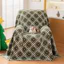 Reversible Couch Cover Blanket, Christmas Couch Cover, Chenille Sofa Cover Blanket, Christmas Sofa Covers Washable, 71"71" Couch Protector for Recliner & Chair (1PC, Green, Single Seater)