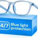 Gaoye Blue Light Glasses for Computer & Gaming - Anti UV Ray Lenses, Scratch-Resistant & Comfort Fit (Medium, *Transparent Dark Blue)