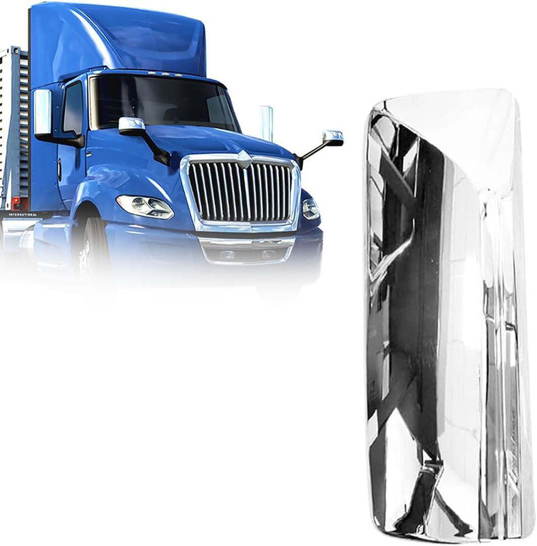 Chrome Door Mirror Cover Left Driver Side LH Compatible With International LT625 2018+ Truck (Silver)