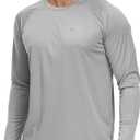 Rash Guard Long Sleeve Shirts for Men - UPF 50+ UV Sun Protection SPF T-Shirts - Quick Dry Rashguard Swim Water Shirt, Size 2XL, 2-light Grey