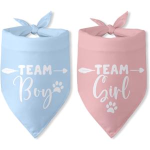 Team Girl Team Boy Dog Bandana Gender Reveal Dog Scarf Accessories Puppy Bandanas Boy Girl Baby Announcement Photo Props for Large Medium Small Dogs 2 Packs