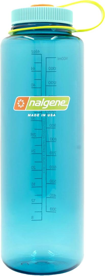 Nalgene 48 oz Wide Mouth Water Bottle | BPA-Free, Durable & Leak Proof, Large & Lightweight for Hiking, Gym & Sports, Cerulean
