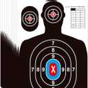 3 x Paper Shooting Targets for Range Bulk 23"35" Silhouette with Red Bullseye,Heavy Duty Shooting Targets Paper,Indoor and Outdoor Use,Suitable for Handguns,BB Guns,Airsoft,Rifles