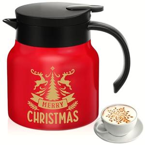 Mimorou Christmas Hot Chocolate Dispenser Red 27 oz Hot Cocoa Bar Supplies Winter Stainless Steel Double Wall Thermal Water Carafe for Keeping Chocolate Coffee Milk Party Favors Supplies