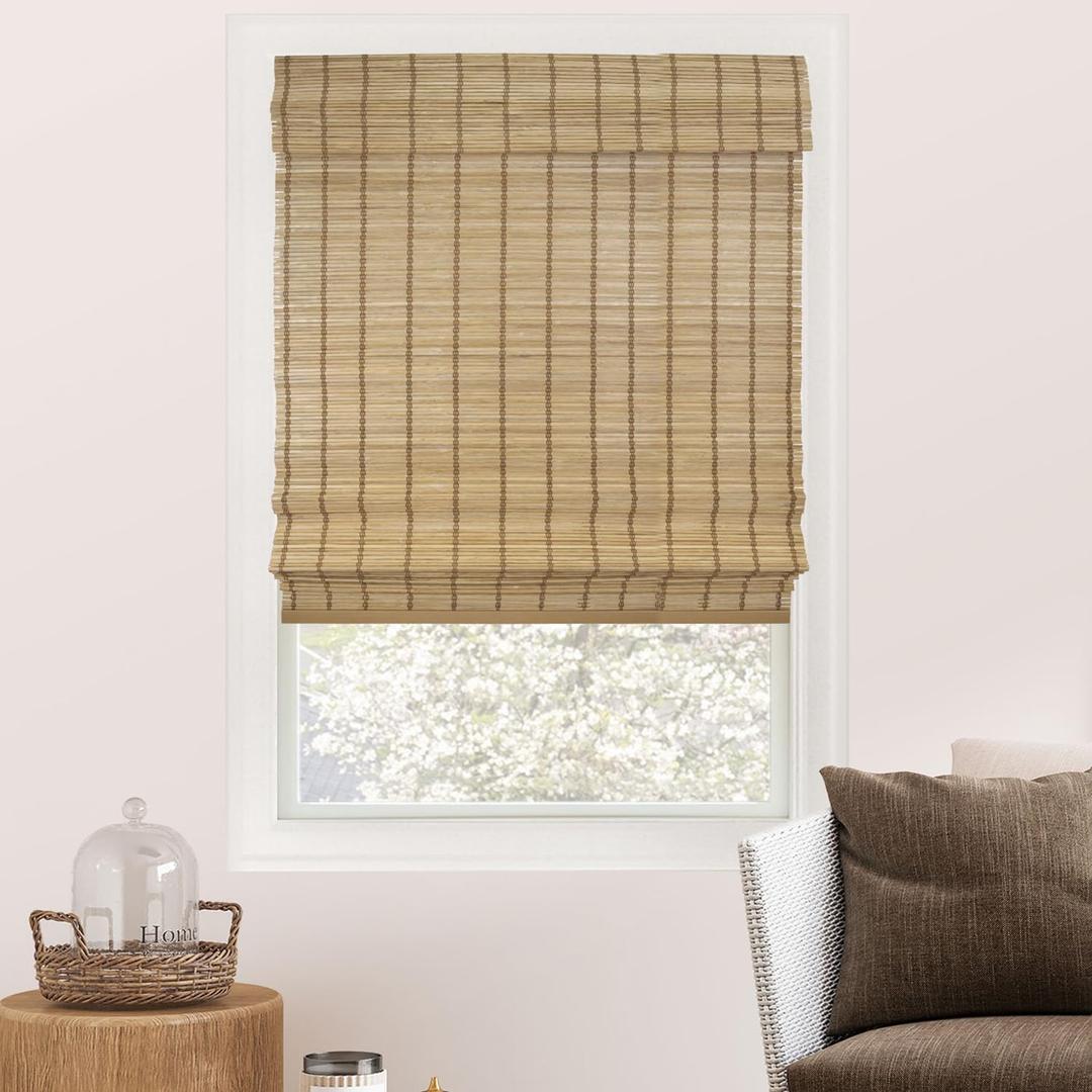 CHICOLOGY Bamboo Roman Shades - Customer Favorite Light Filtering Blinds for Windows, Premium Quality, Ideal for Home, Deer Brown, 31" W X 64" H