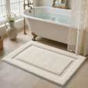 LUMI Ultra Soft Bathroom Rugs Non Slip with Rubber Backing, Absorbent Washable Bath Mat Quick Dry, Upgraded Premium Microfiber Plush Carpet for Bathtub and Shower Floor, Ivory White, 24x36