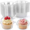 VGOODALL 50Pack Individual Cupcake Containers with Lid, 4.3 x 3.2 Inches Plastic Clear Cupcake Holder for Wedding Baby Shower Birthday Party Supply