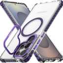 Nvollnoe for Samsung S25 Ultra Case Compatible with MagSafe Military Grade Shockproof Heavy Duty Protective Adjustable Kickstand Ultra Clear Magnetic Phone Case for Samsung S25 Ultra(Purple)