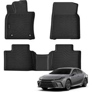 Auxko All Weather Floor Mats Fit for Toyota Camry 2025 2026 Include Hybrid LE/SE/XLE/XSE TPE Liners Camry Accessories All Season Guard Odorless Anti-Slip Floor Mats Black