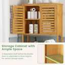 VIAGDO Over The Toilet Storage Cabinet, Tall Bathroom Cabinet Organizer with Cupboard and Adjustable Shelves, Freestanding Toilet Shelf Space Saver Rack Stand for Laundry Room, Balcony, Bamboo