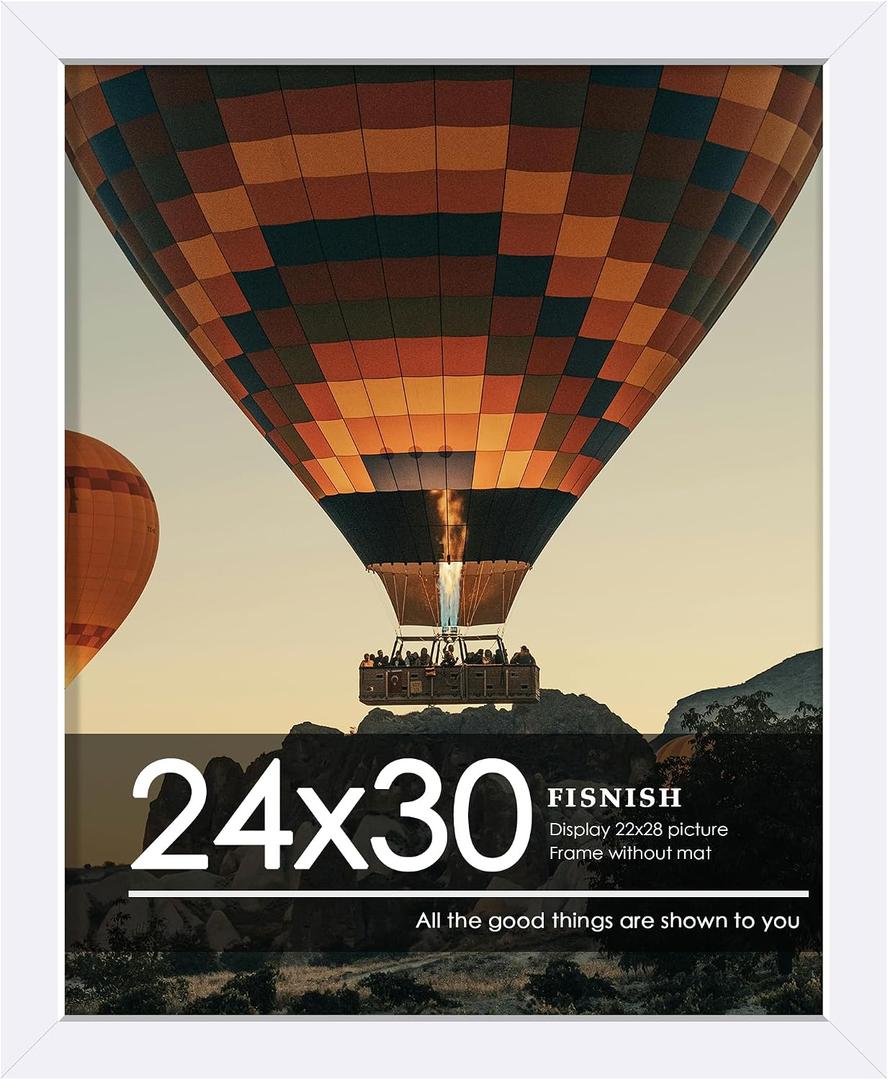 24x30 Poster Frame, White 24 x 30 Frame for Horizontal or Vertical Wall Mounting, 1 Pack