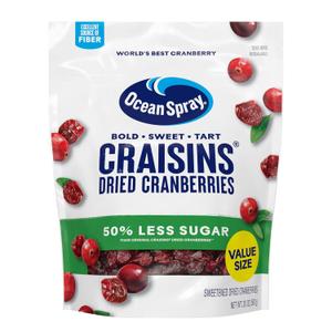 Ocean Spray® Craisins®, 50% Less Sugar Dried Cranberries, Dried Fruit, 20 Oz Pouch (EXP 07/15/26)