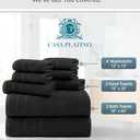 Casa Platino 100% Cotton Bath Towel Pack of 8 - Soft, Quick Dry & Highly Absorbent - 2 Bath, 4 Washcloths, 2 Hand Towels for Bathroom - Durable, Premium Quality & Ideal Gift for Him - Midnight Black