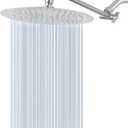 NearMoon Rain Shower Head with 11'' Adjustable Arm, High Pressure Stainless Steel Rainfall Shower, Ultra-Thin Design - Pressure Boosting (10 Inch, Nickel)
