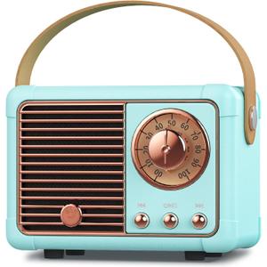 PRUNUS J-999 Retro Bluetooth Speaker,Vintage Decor,Christmas Decor,Mini Wireless Bluetooth Speaker,Cute Old Fashion Style Support USB/TF Card/AUX for Kitchen Desk Bedroom Office Party Outdoor(Blue)