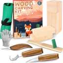 Wood Carving Kit, Whittling Kit for Beginners 17PCS Wood Carving Tools with 3PCS Whittling Knife 9PCS Basswood Blocks & Gloves & Strop Block & Polishing Compound Wood Carving Set Hobbies for Adults