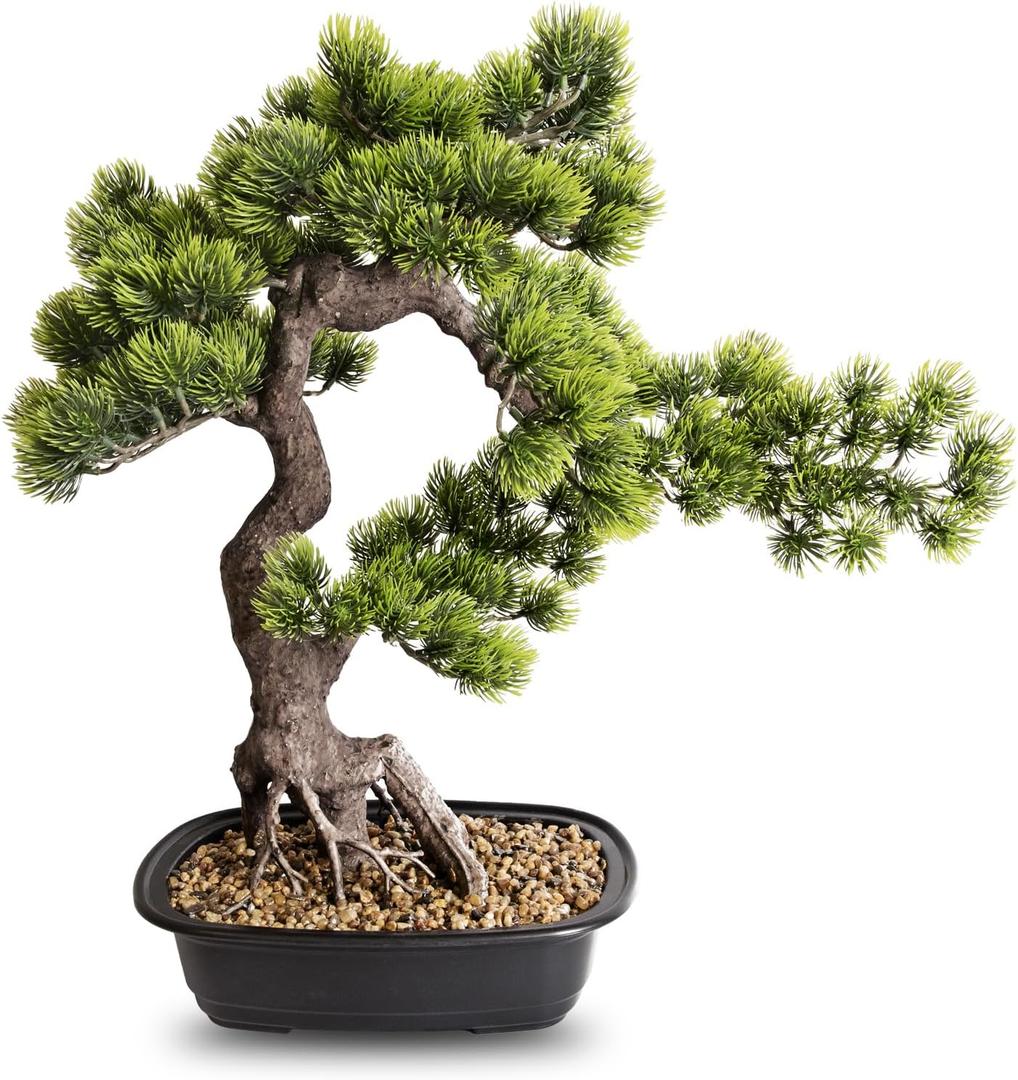 Artificial Bonsai Plant, Large Faux Juniper Plants 20 inch, Faux Potted Pine Plants Indoor Decor for Office Desk Home Table, Greenery Desktop Bonsai Tree for Room Decorations, Tall 20"