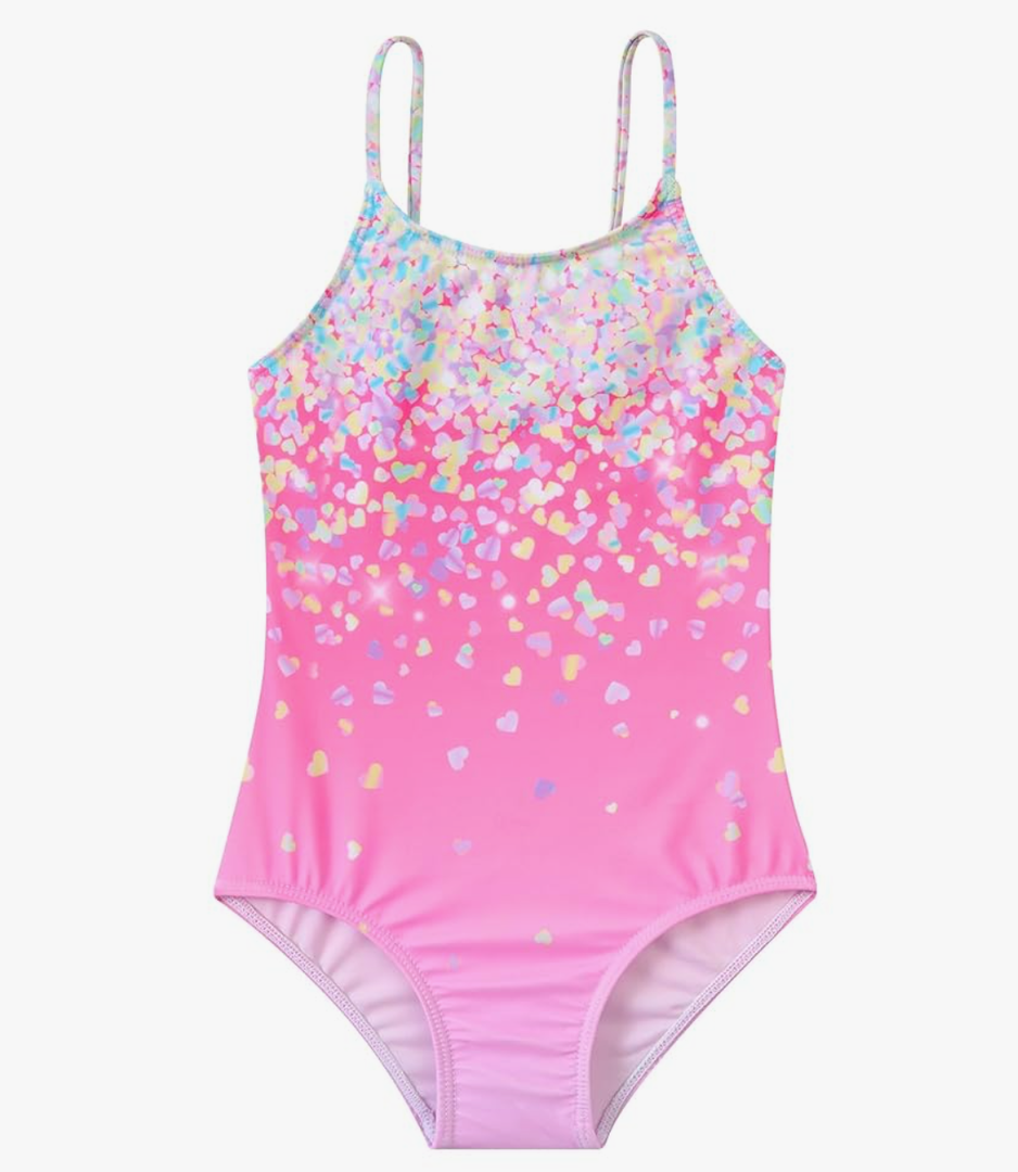 Idgreatim Girls Mermaid One Piece Swimsuits Kids Bathing Suits 8T 9T Skin Friendly Cute Swimwear, Pink Sparkly, Medium