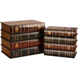 Decorative Vintage Book Box Wooden Antique Storage Box, 2 Pack Invisible Faux Books Fake Book Decorations for DIY Crafts Trinket Storage Home Bookshelf Cafe Hotel