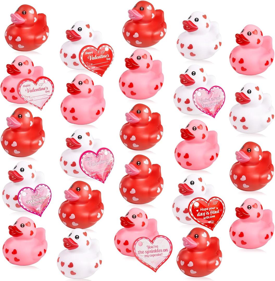 24 Pcs Rubber Ducks, Random Assortment Ducks Bulk for Jeeps Ducking, 2" Mini Rubber Duckies for Baby Toddler Bath Toys, Kids Pool Toys Birthday Gifts Party Favors