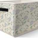 Blue Hydrangea Floral Storage Bins Basket, Rustic Cottagecore Flower Botanical Collapsible Fabric Storage Box Organizer Toybox for Bedroom Bathroom Clothes Books Toys (SNL032)
